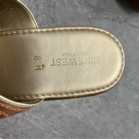 Nine West Gold and Brown Wedge Sandals - Picture 3 of 4